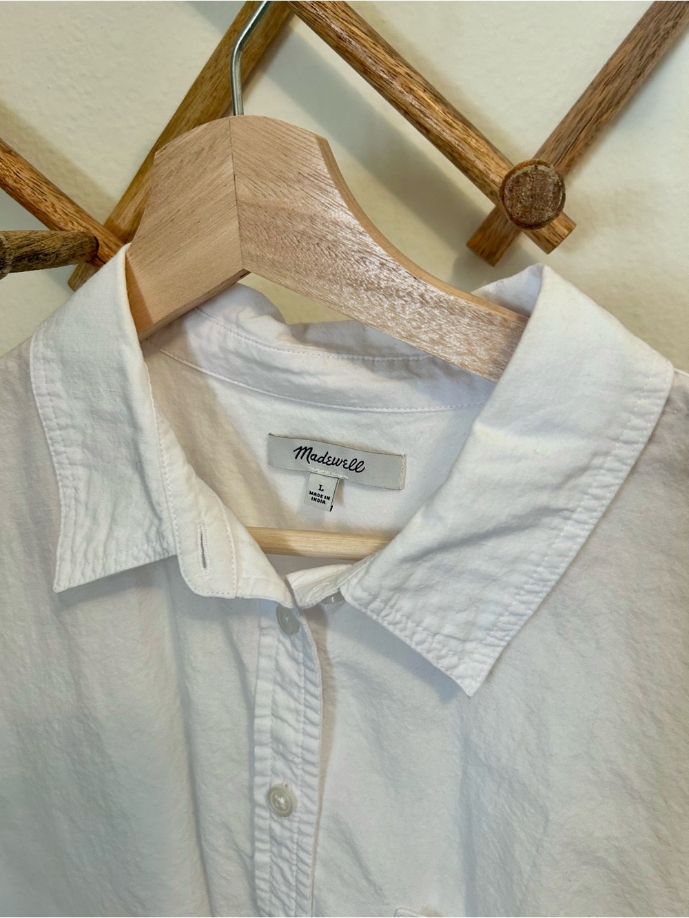 Madewell Cropped Utility Button-Up Shirt in White size L oversized oxford preppy - Picture 6 of 11